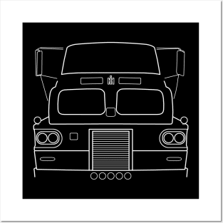 International Harvester Sightliner classic truck white outline graphic Posters and Art